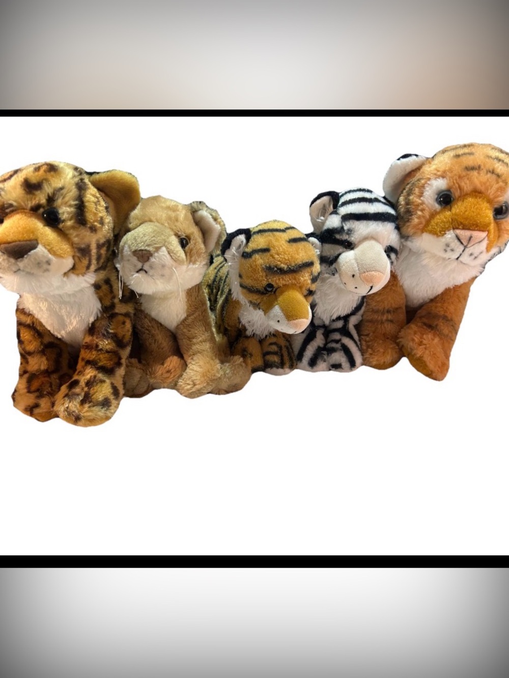 5 Wild Cats Wild Republic & Burton Tiger, Lion, cheetah leopard Plush Animal
